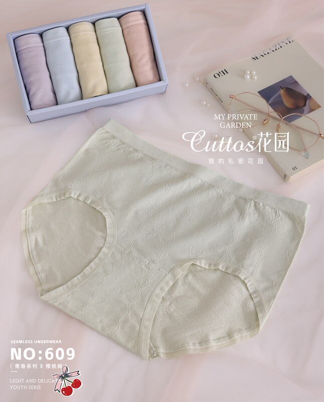 5-Pack Qiduozi Garden 609 Seamless Hip-Hugging Comfortable Women's Briefs with Breathable Silk Crotch, Mid-High Waist