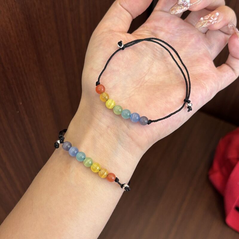 Super Fairy Rainbow Bracelet, Hand-Woven, Adjustable Bracelet for Couples and Best Friends, Sweet Girl Versatile ins Style Bracelet Jewelry