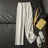 Приталенные шерстяные демисезонные трикотажные штаны для отдыха, высокая талия, коллекция 2021, эластичная талия, увеличенная толщина