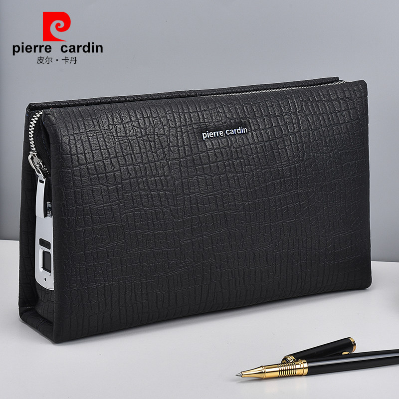 Pierre Cardan handbag men's leather fingerprint unlock bag men's clutch bag anti-theft clutch bag business handbag