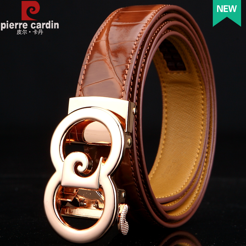 Pilkaden Strap Woman Real Leather Girl Leather Strap Head Layer Cow Leather Belt Woman Automatic Buckle Strap Crocodile Thread Female Leather Strap