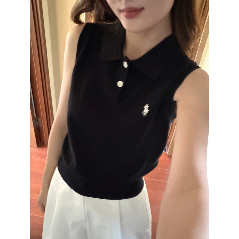 662C Zhuojia Korean Little Horse~ This Issue's B-Level Popular Style, Elegant Fit, Women's Collared Sleeveless Knit Top