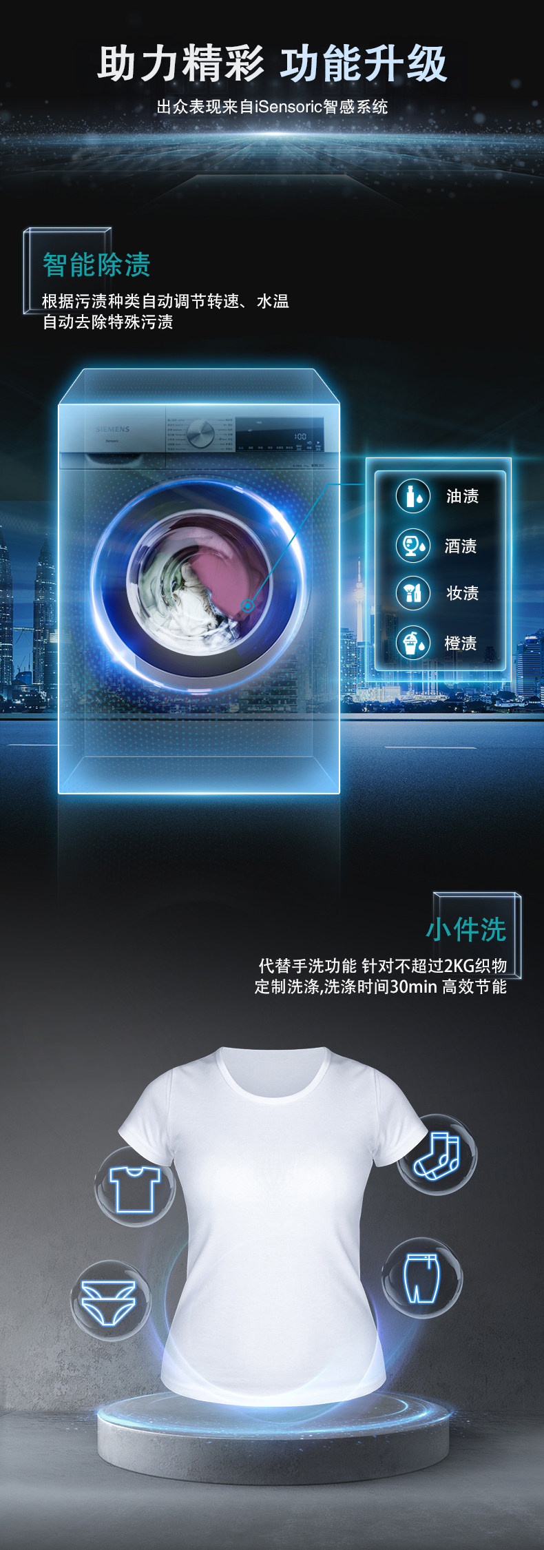 西门子 WG54A2U80W 全自动滚筒洗衣机 10公斤 图6