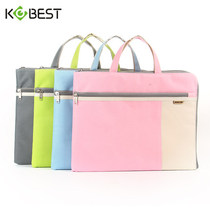 Kangbai A4 color double zipper document bag Waterproof canvas data file bag storage bag