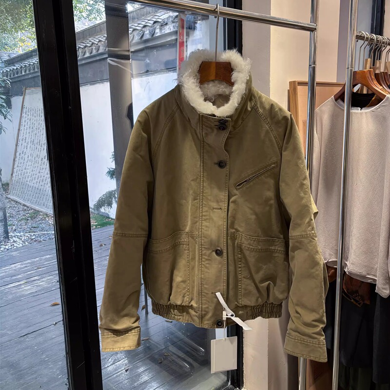 Kanagawa Style Parka, Workwear Style, Detachable Lamb Wool Collar, 90% White Goose down Coat, New Women's Outerwear