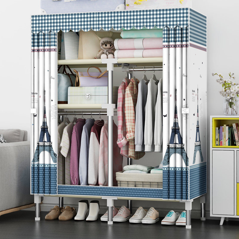 Common wardrobe Simple wardrobe Single Oxford fabric upgrade reinforcement assembly Dormitory rental room with single storage cabinet