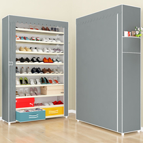  Nordic simple style simple shoe cabinet shoe rack multi-layer dustproof assembly with drawer Oxford cloth household door economical