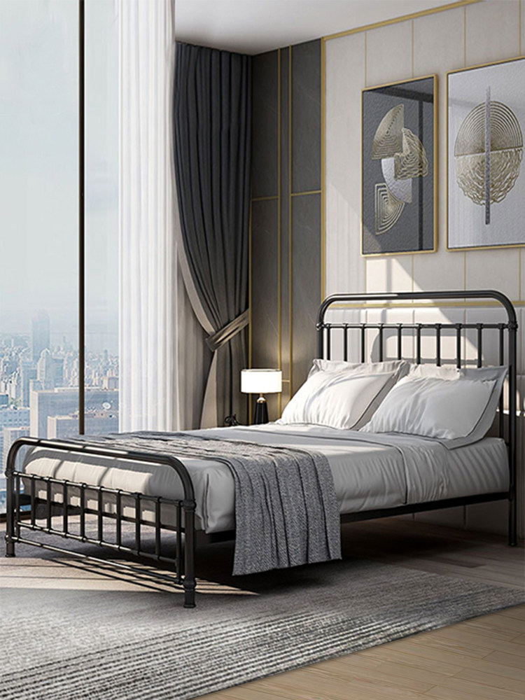 Old craftsman iron bed Double bed 1 5 m 1 8 Nordic style iron bed Single iron bed thickened reinforced steel bed 12