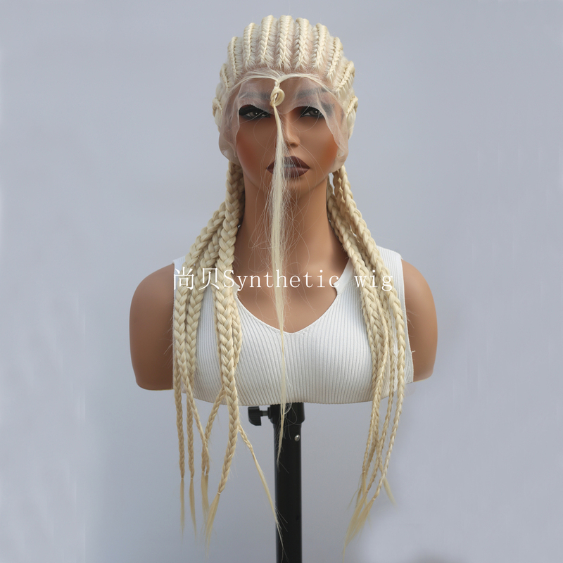 Golden Full Lace Handmade Braided Dreadlocks Synthetic High-Temperature Fiber Three-Strand Braid Full Wig Set Golden Full Lace Handmade Braided Dreadlocks Synthetic High-Temperature Fiber Three-Strand Braid Full Wig Set