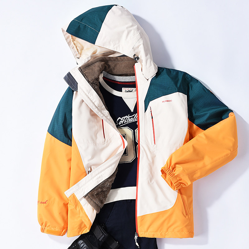 Entering the Tibetan stormtrooper men's coat plus fleece thick autumn and winter three-in-one detachable women's outdoor ski wear tide brand suit