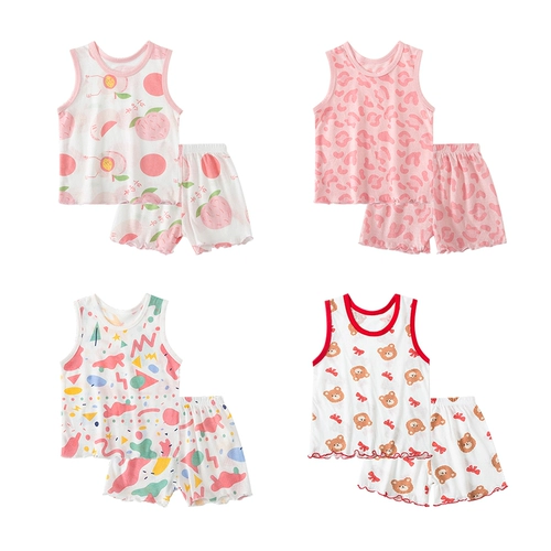 Детская майка топ, комплект, детские тонкие хлопковые шорты для девочек