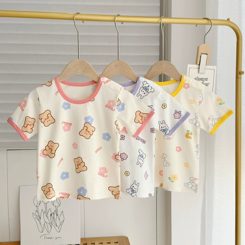 Летняя хлопковая детская тонкая футболка с коротким рукавом для мальчиков, летняя одежда