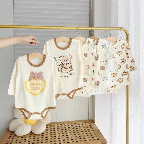 Лонгслив для новорожденных для мальчиков, хлопковое боди, детская осенняя пижама, осенний