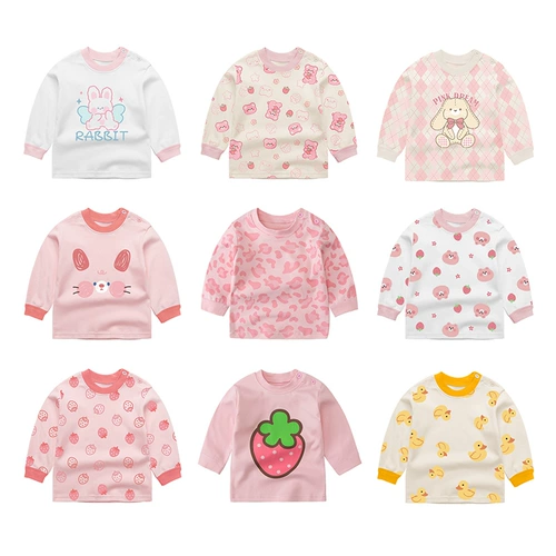 Удерживающий тепло детский лонгслив для девочек, хлопковое нижнее белье, термобелье, осенний, 0-5 лет