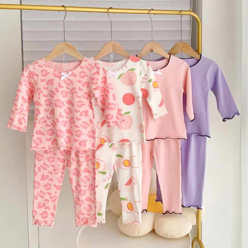 Female Baby Pure Cotton Autumn Clothes Suit 2022 New Kids Foreign Pie Autumn Clothes Sanitary Pants Children Fall Pyjamas Two Sets
