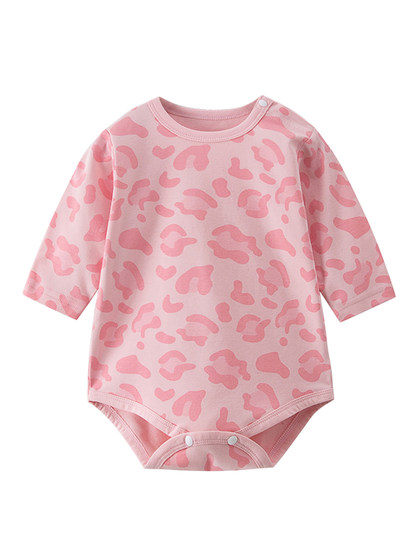 婴儿长袖包屁衣小女童新生儿秋季三角连体哈衣宝宝纯棉睡衣0-2岁