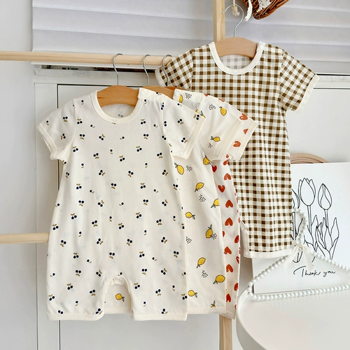 Летнее детское боди для девочек для новорожденных, хлопковая пижама, тонкая летняя одежда, короткий рукав, 0-2 лет