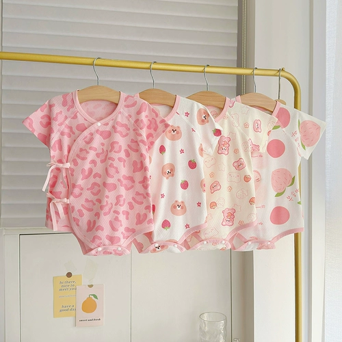 Хлопковое детское боди для новорожденных для девочек для мальчиков, летняя одежда, короткий рукав