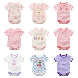 Baby Girl Triangle Romper Summer Thin Pajamas Newborn Onesie Short-Sleeve Crawling Clothes Summer Outfit