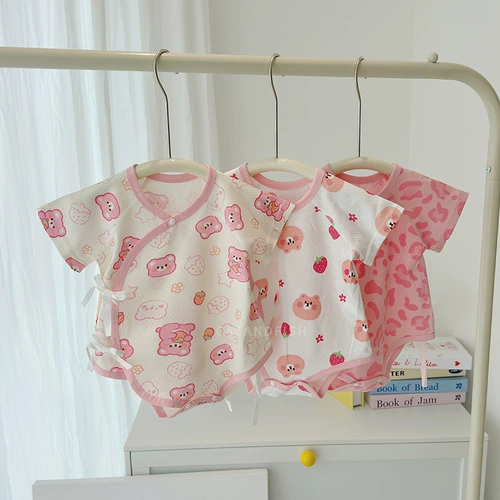 Детское хлопковое боди для девочек, тонкая летняя одежда для новорожденных