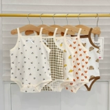 Детское хлопковое боди для мальчиков, летняя тонкая детская майка топ, пижама, летняя одежда, эффект подтяжки