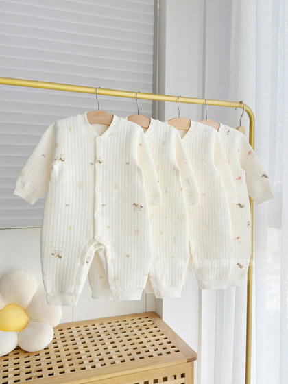 婴儿无骨纯棉哈衣男童保暖秋季连体衣新生儿女宝宝春秋装睡衣外穿