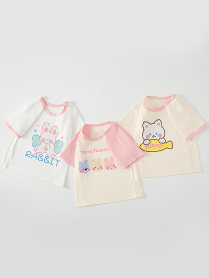 女童短袖T恤夏装儿童薄款夏季半袖上衣新生婴儿纯棉打底0-5岁外穿