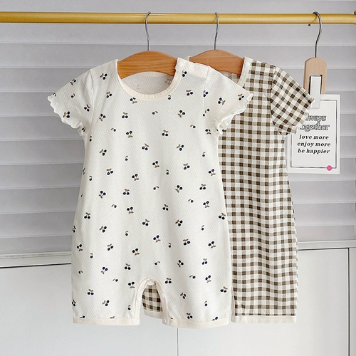 Летнее хлопковое детское тонкое боди для девочек для новорожденных, пижама, 0-3 лет