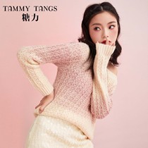 (Mall same model) sugar power winter New Flower pink sweater womens pullover loose shoulder sweater
