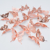 3D three-dimensional simulation metal texture scene paper art kindergarten wall stickers butterfly self-adhesive stickers wedding hollow decoration