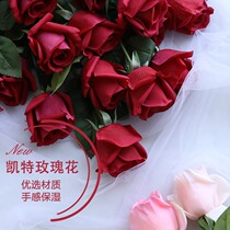 Moisturizing table fake flower silk flower decoration living room rose simulation ornaments plastic dried flower bouquet decoration Rose