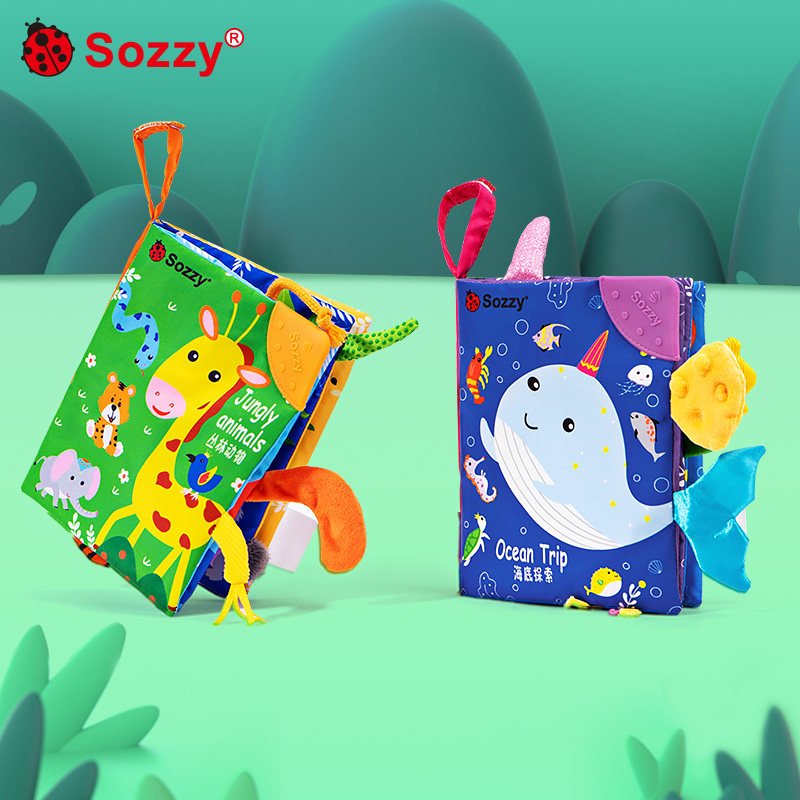 sozzy cloth book early to teach baby cognition ripping up nibbling tail book June Baby tooth gum Puzzle Toys-Taobao