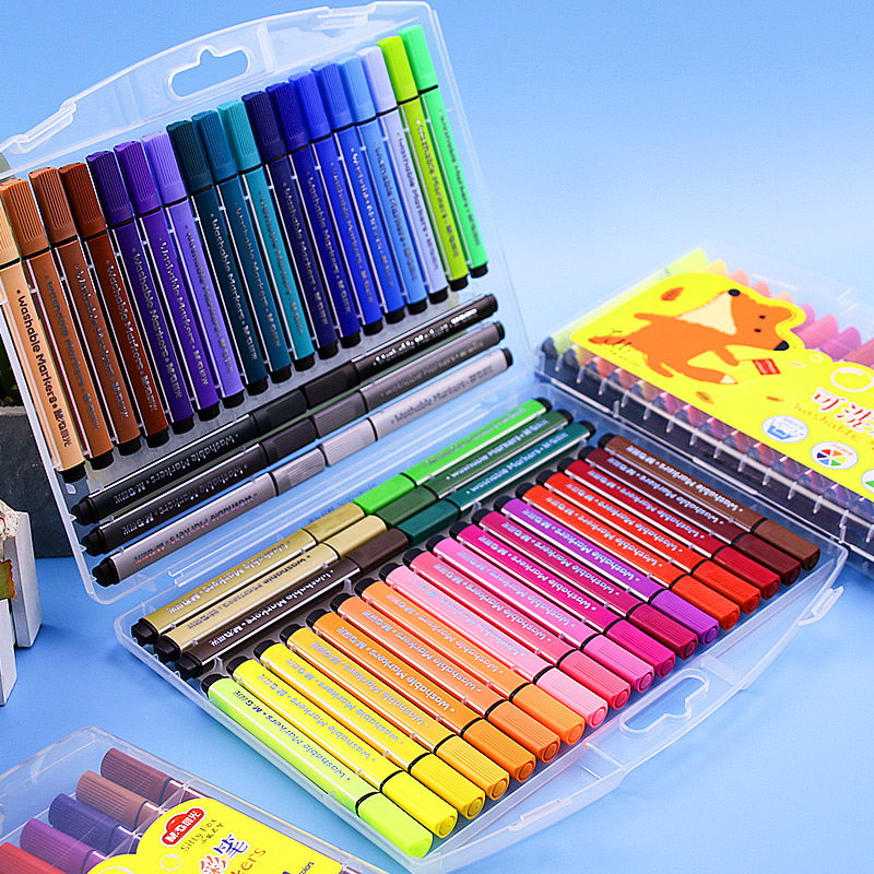 Morning light watercolor pen washable 24 color 36 color 48 color hard head double head soft head elementary school children color pen suit children's kindergarten special hand painted color pen professional fine art painting pen safe and non toxic-Taobao