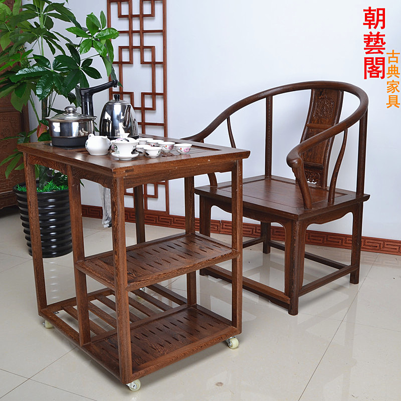Red wood furniture Chicken Wings Wood Small Tea Table Solid Wood Tea Table Kung Fu Tea Taichung Style Antique Tea Table Chair Combination