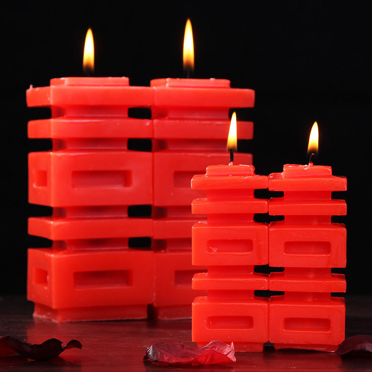 Wedding Supplies Chinese Festive Character Candle Pair of Marriage Romantic Festive Wedding house Cave House Candle Wedding items Smoke-free