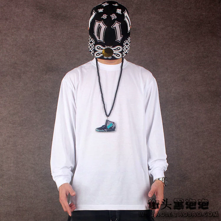 Màu rắn đường phố cao HIPHOP street dance skateboard hip hop dài tay T-Shirt đáy áo sơ mi lỏng XL nam triều áo sơ mi cửa hàng bán áo thun nam cao cấp