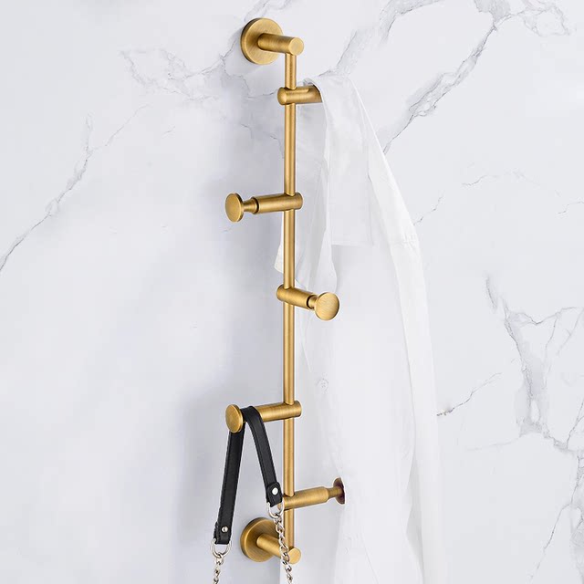 Light luxury all-copper clothes hanger, wall-mounted coat rack, personalized creative clothes hook, no punching, bedroom clothes hook