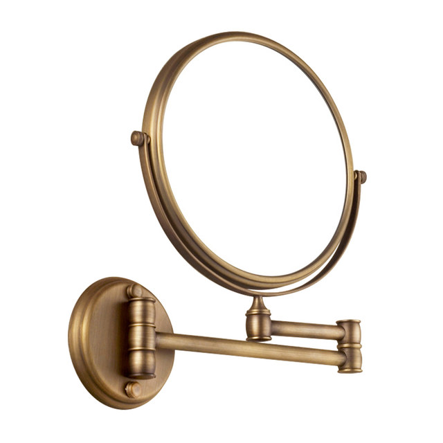 Bathroom makeup mirror folding bathroom beauty mirror antique double-sided retractable mirror bathroom wall-mounted dressing magnifying mirror