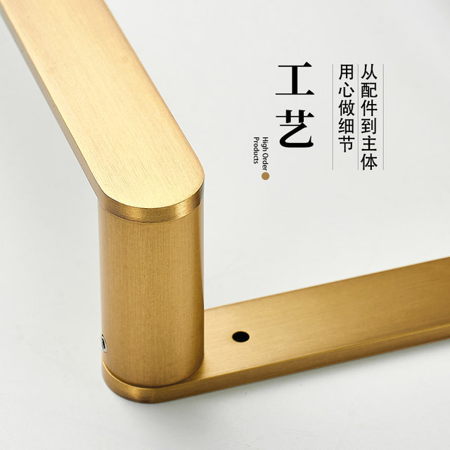 All-copper high-end bathroom solid towel rack without punching, widened and thickened bathroom storage rack bath towel rack storage rack