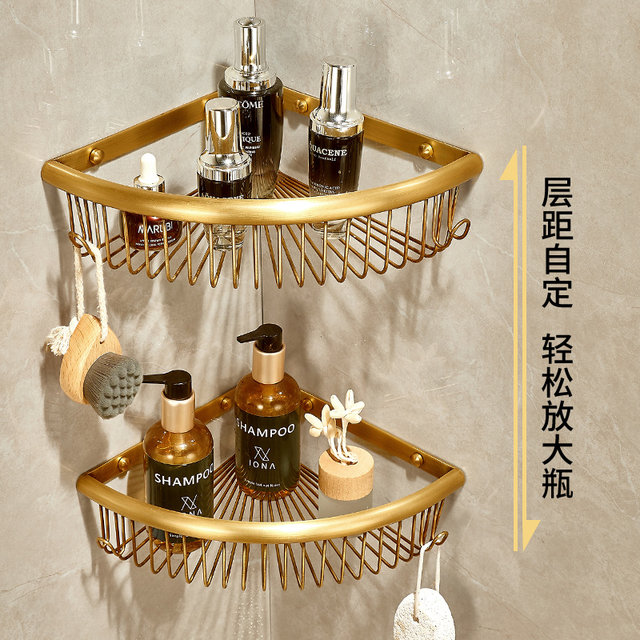 European-style bathroom shower rack all-copper antique wall-mounted toilet bathroom shower room bathroom storage rack