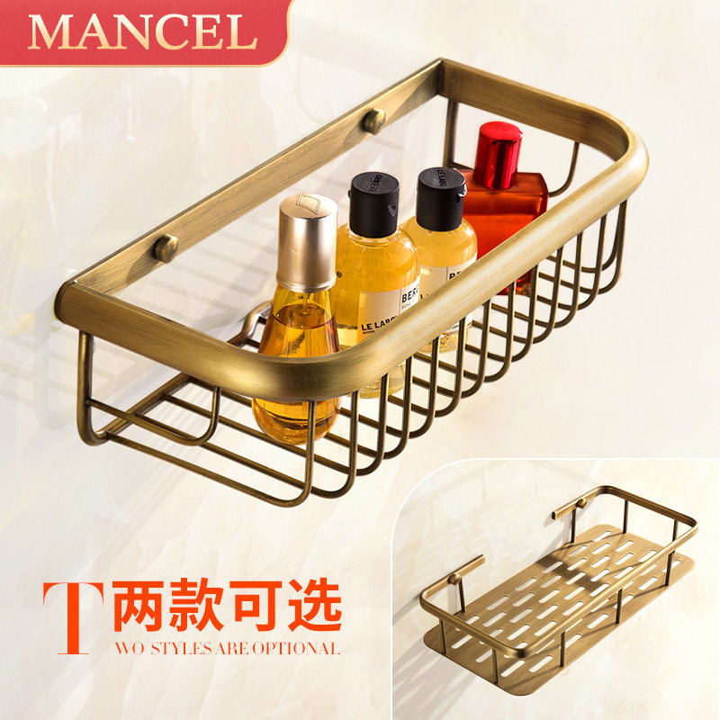 European style powder room shelf All copper antique wall-mounted non-perforated toilet bathroom Bathroom bathroom bathroom storage shelf
