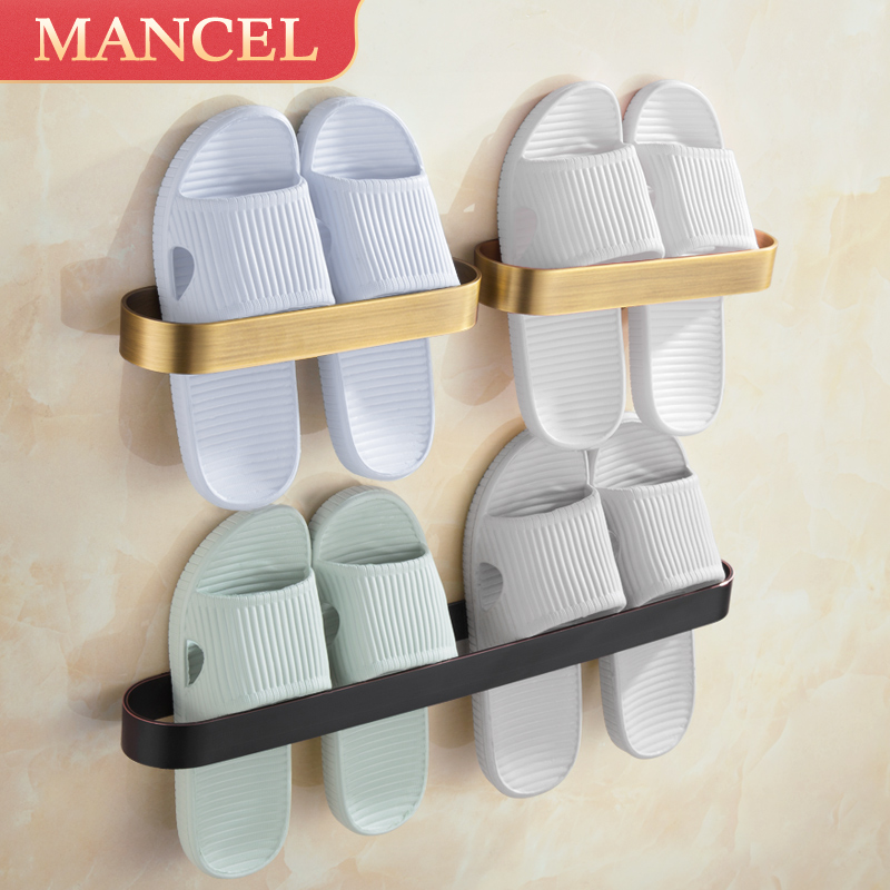 Bathroom slipper rack Wall-mounted non-perforated shelf Home bathroom door toilet drain storage rack