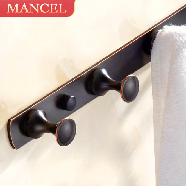 Black coat hook row hook toilet coat hook clothes hook bathroom wall hanging toilet punch-free towel hook