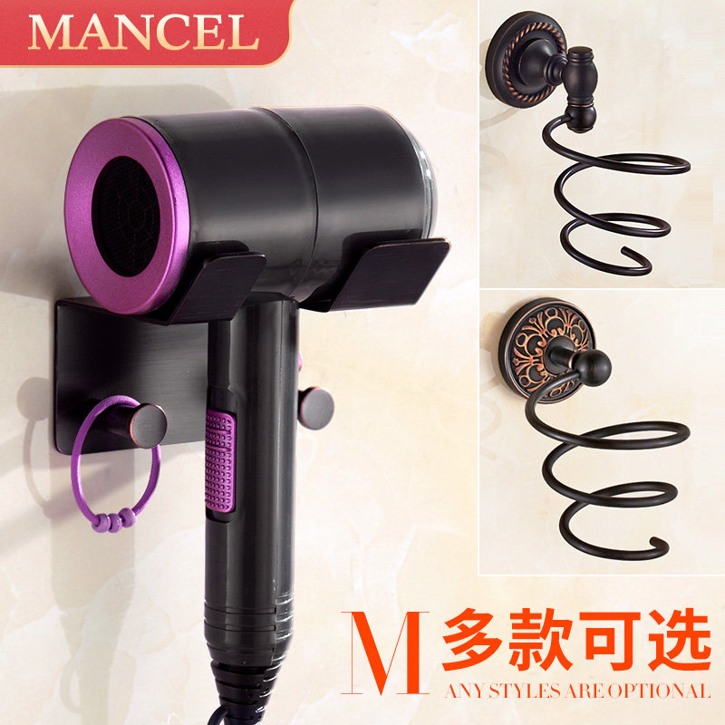 Black Hair Dryer Rack Wall-mounted MAKEUP ROOM SHELVING BATHROOM TOILET FREE FROM PERFORATED STORAGE FLOOR HAIR DRYER SHELF