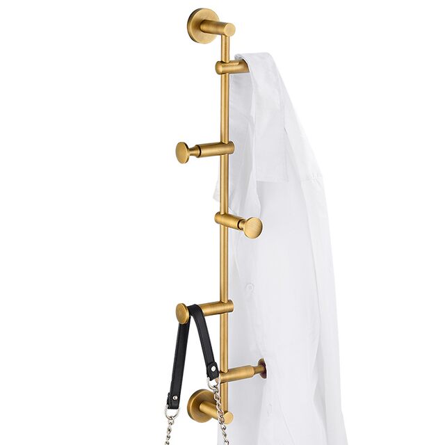 Light luxury all-copper clothes hanger, wall-mounted coat rack, personalized creative clothes hook, no punching, bedroom clothes hook