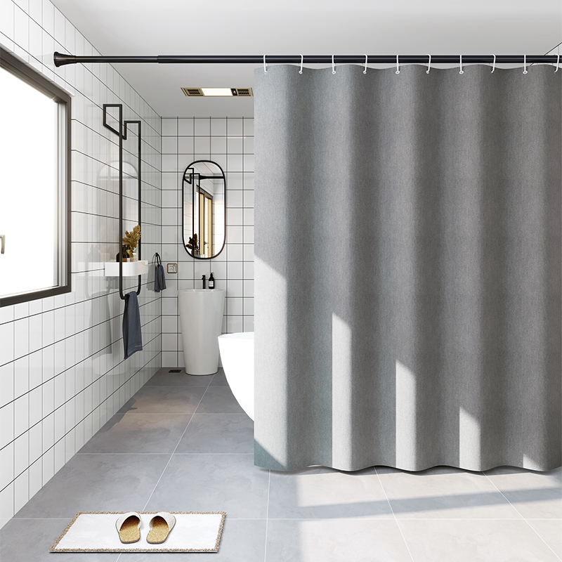 Bathroom waterproof shower curtain thickened imitation linen mildew-proof partition curtain Nordic shower curtain set free perforated shower curtain