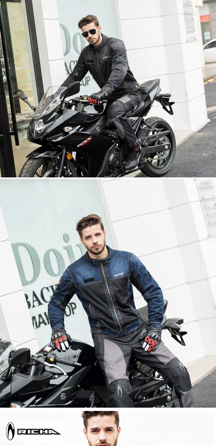 Bỉ RICHA xe máy Jersey nam mùa hè xe máy denim lưới chống vỡ áo khoác áo khoác đua mùa hè - Xe máy Rider thiết bị găng tay đi xe máy cho nữ