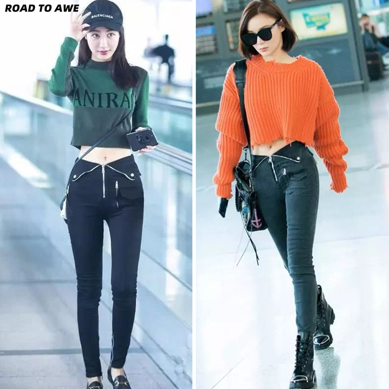 Road to Awe American Design Slim Fit Jeans Pencil Pants Skinny Pants for Women