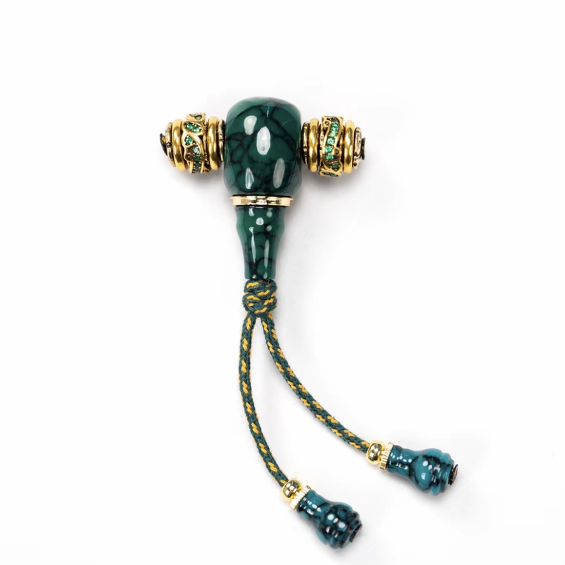 Turquoise Three-Way Buddha Head Inlaid with 18K Gold-Plated Universal Joint Buddha Head Vajra Bodhi Long String Accessory Accessory for Cultural and Artistic Items