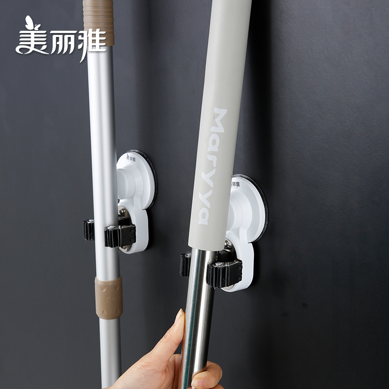 Meilya mop hook no hole mop clip magic tool hanging mop wall hanging toilet mop broom storage rack